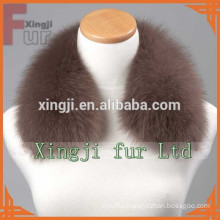 Dyed color leather jacket blue fox fur collar with lining